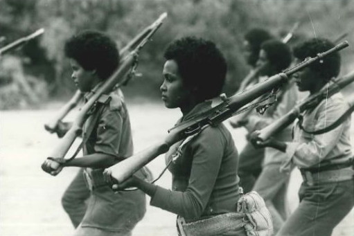 Eritrean women fighters of the EPLF marching